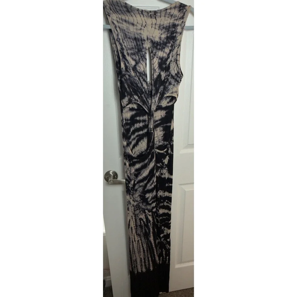 Young Fabulous & Broke Tie Dye Maxi Black Tan Twisted Keyhole Back Womens S - Picture 4 of 5